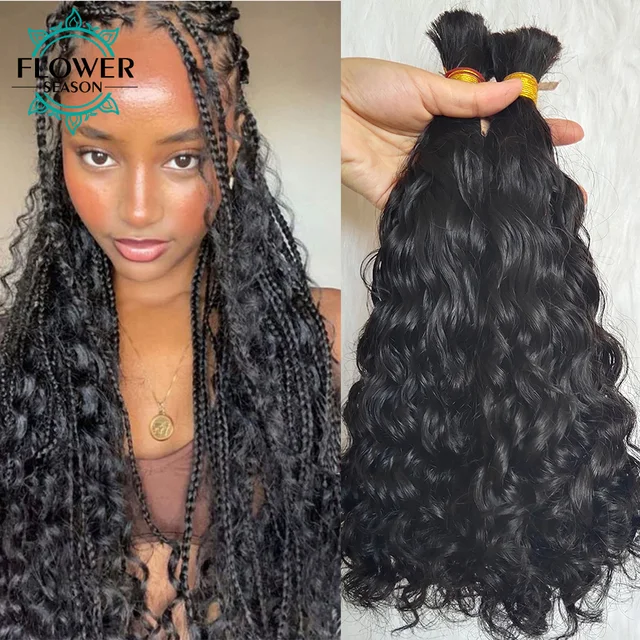 Cheveux en vrac pour tresser les cheveux humains vague lâche tresses cheveux Double dessiné extrémité complète en vrac Extensions de cheveux humains 1/2/3 paquets sans trame 1