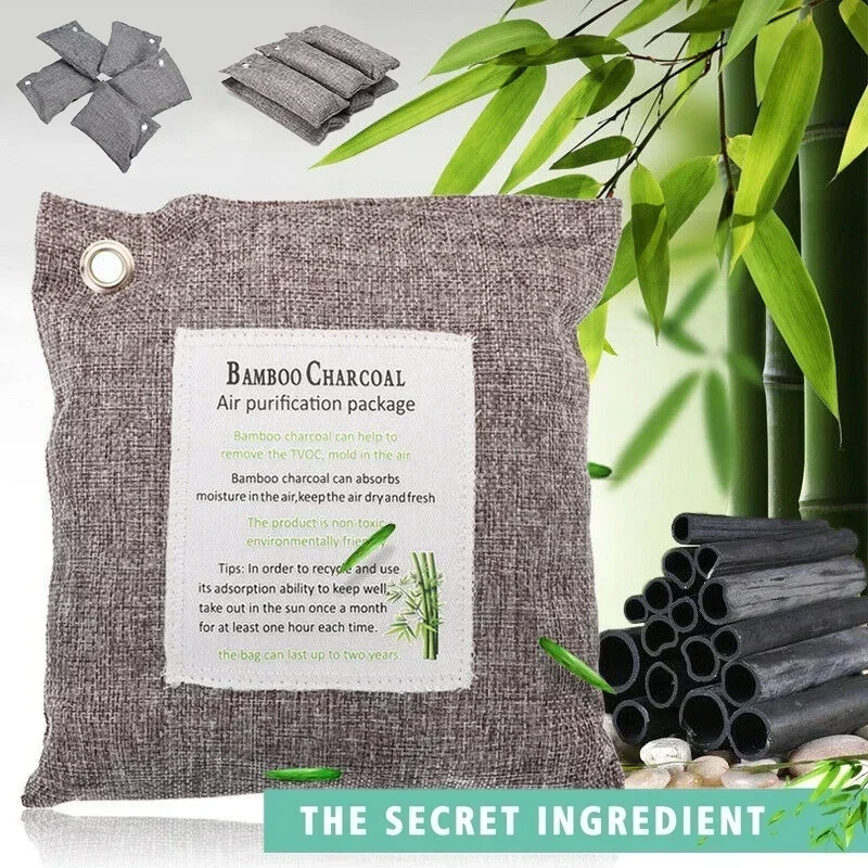 Bamboo Air Purifying Natural Activated Charcoal Odor Absorber Freshener Bag Remove Formaldehyde Gray