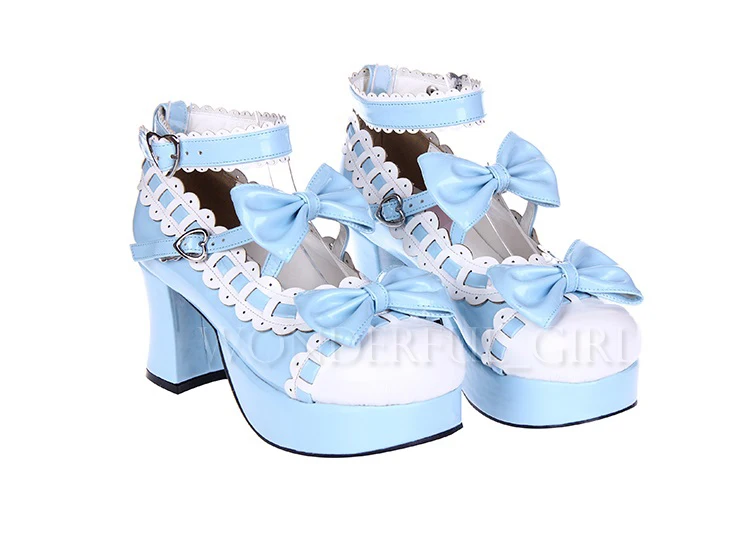 Neue japanische Stil Lolita Schuhe Dienstmädchen Cosplay Mädchen Prinzessin High Heels Damen Schuhe mit Schleife Größe 35-47 25