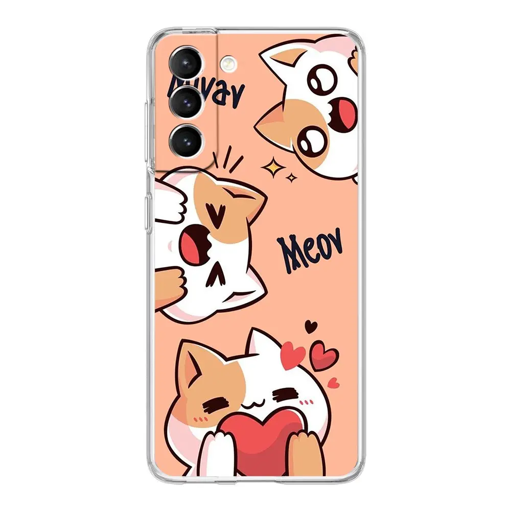 Adorable Cartoon Kitten Clear Silicone Phone Case