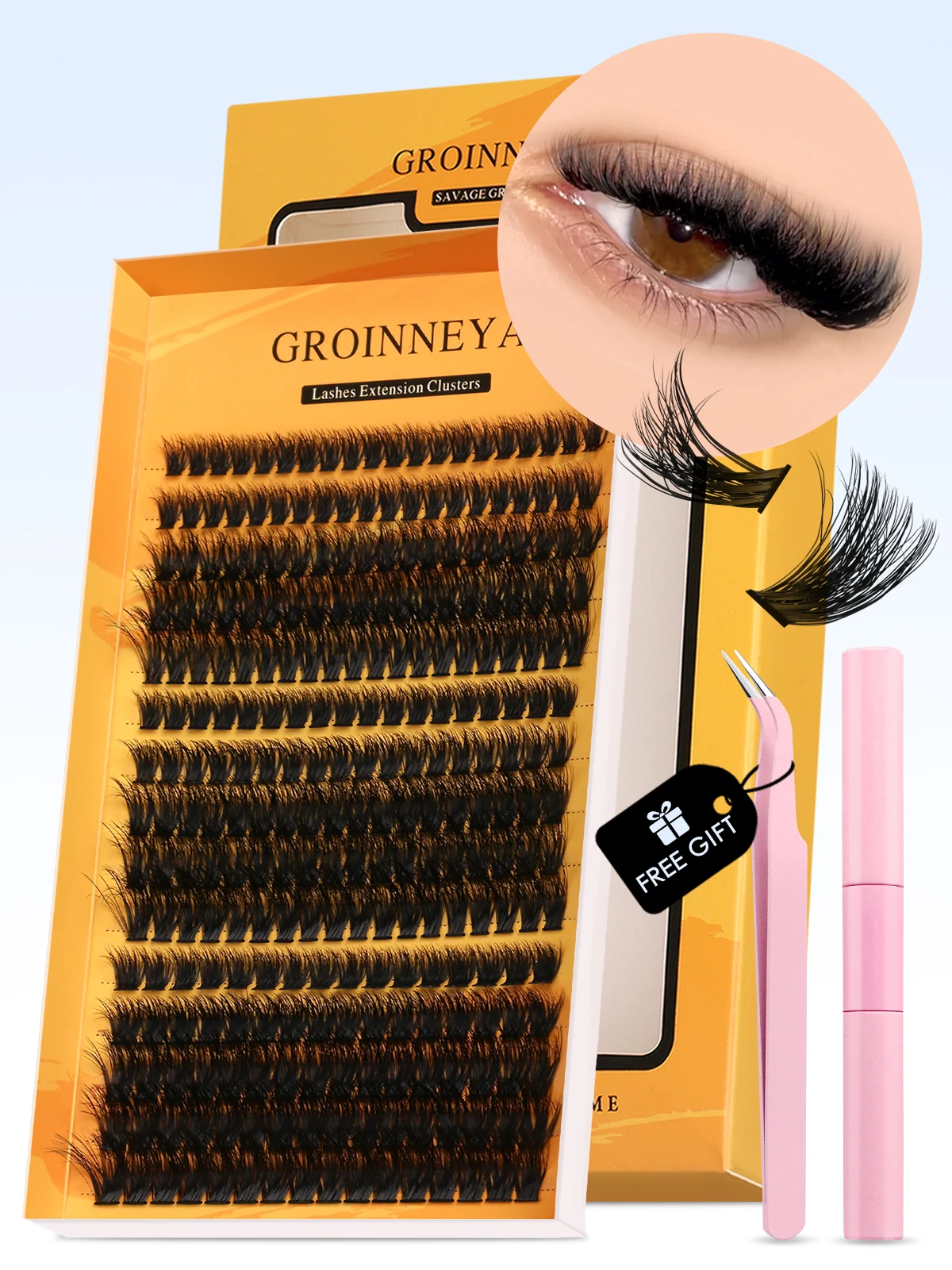 DIY Lash Kit Mixed Tray With Waterproof Strong Hold Lash Clusters Kit Bond And Seal And Eyelash Tweezers lash extension kit brow and lash kit
