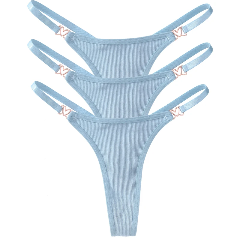 thumbnail image 1 of Tanga Sexy de algodón para mujer, bragas de cintura baja, ropa interior lisa a rayas, lencería íntima cómoda, 3 piezas, 1 of 5