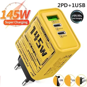 145W Fast Charger USB Charger Quick Phones Charge QC 3.0 Adapter For iPhone Samsung 3 Ports EU/US/UK Plug Wall Adapter 1