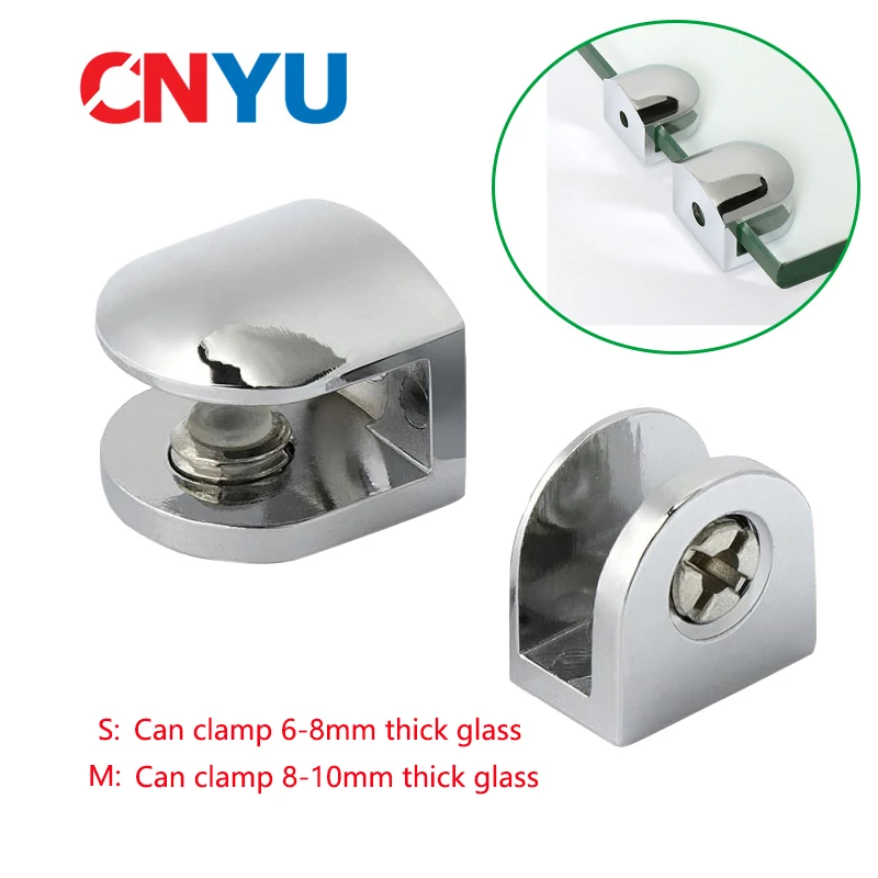 4PcsLotGlassBracketsAdjustableZincAlloyGlassClipShelfClamp