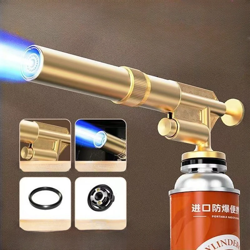 

Portable Butane Gas Torch Gun Flamethrower Adjustable Barbecue Flame Torch Ignition Lighter for Camping Cooking Heating BBQ Tool