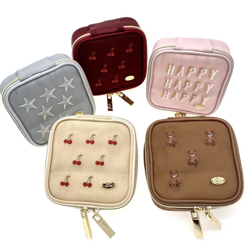 Fashion Small Bag Embroidered Mesh Cherry Bear Star Letter Square Storage Bag Women's Makeup Bag Mini Jewelry Box