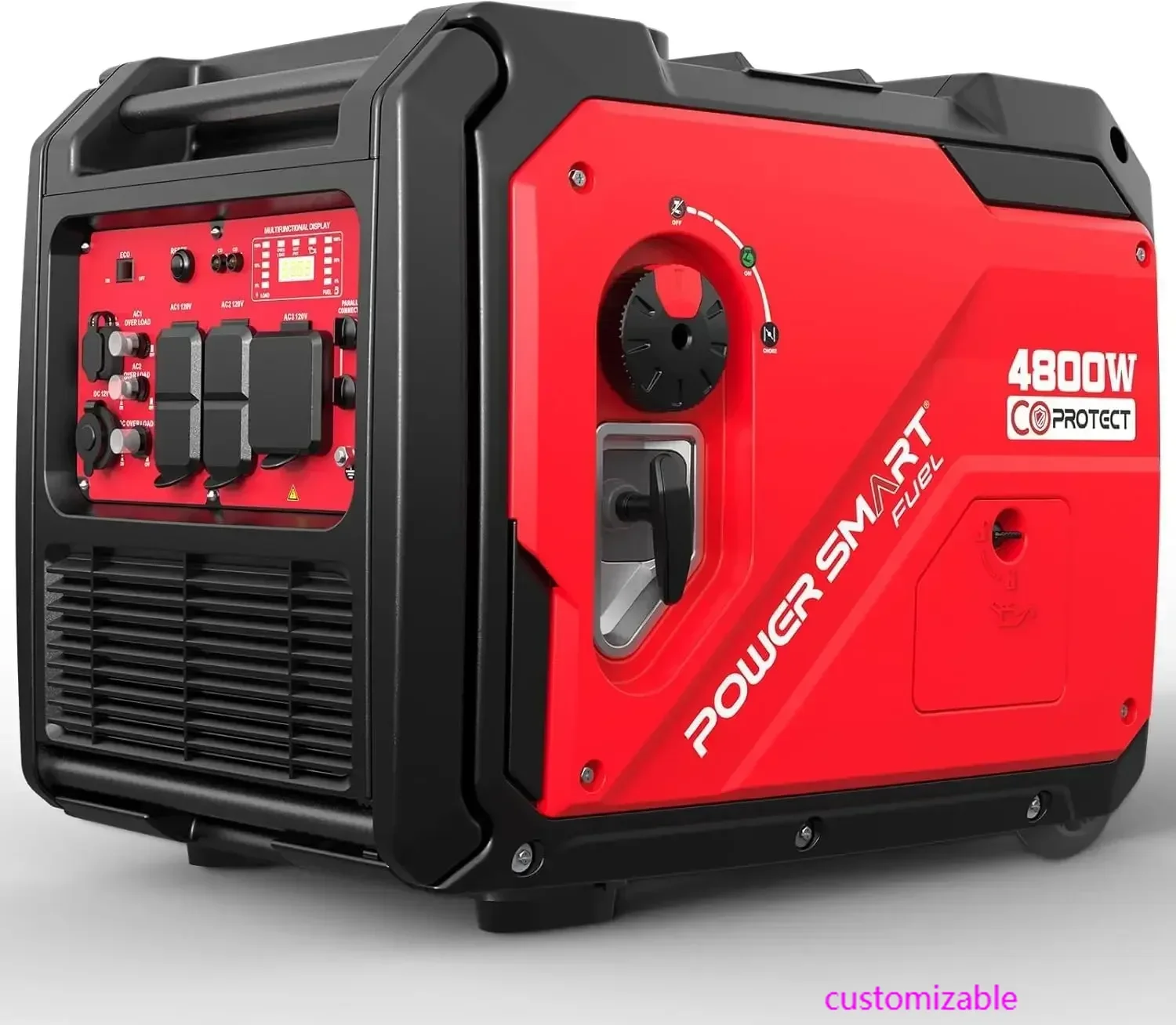 PowerSmart 4800-Watt Inverter Generator Super Quiet RV-Ready, Portable Generator Gas Powered with CO Sensor, Wheels Handle Kit