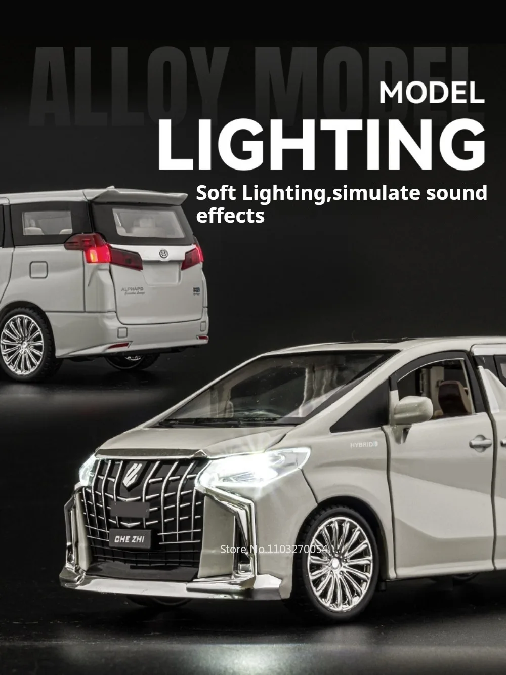 1:24 Alpha S680 Miniaturmodell Spielzeug Druckguss Legierung Auto mit Sound und Licht Rückziehfunktion Automatische Tür Vorderradlenkung Kinder Sammlerstück – Detail 6