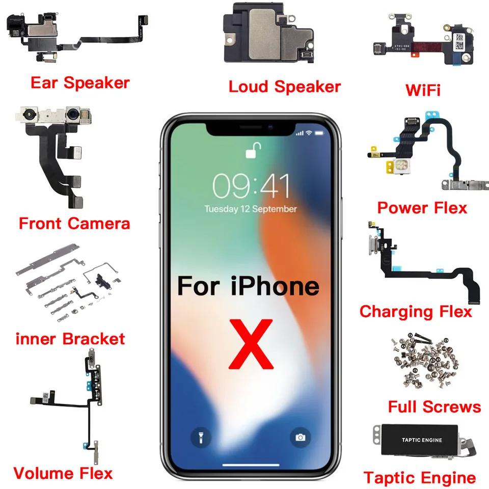 Inner Parts for iPhone X Charing Dock Front Camera Ear Speaker