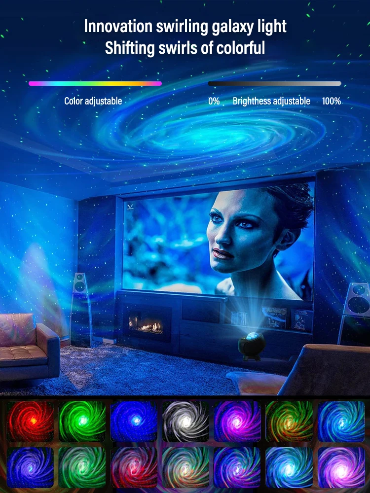 Galaxy Projector Lights Starry Night Light Moon Star Nebula Wave Projector  with Music Bluetooth Speaker RGB Color Changing Remote&Voice Control Party