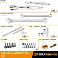 243 Piece Mechanics Tool Set in 3 Drawer Storage Box | 12 Point 2