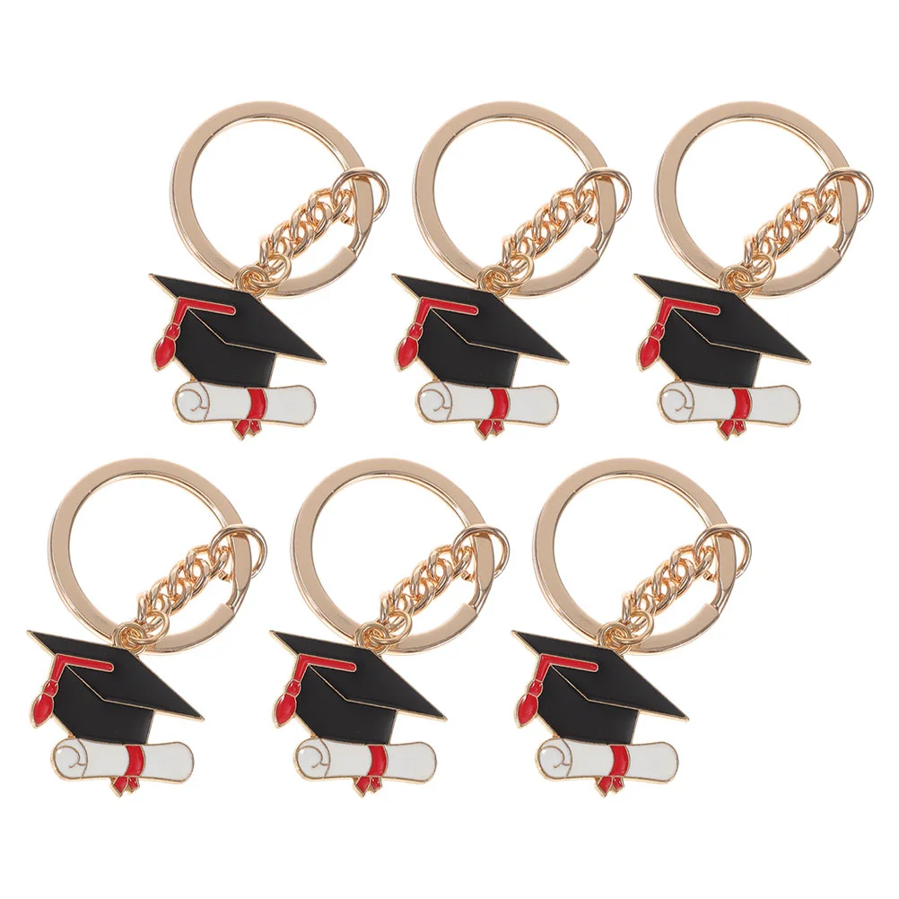 

6 Pcs Doctor Hat Keychain Meaningful Gifts Metal Doctor's Grad Zinc Alloy Unique Ring Commemorative