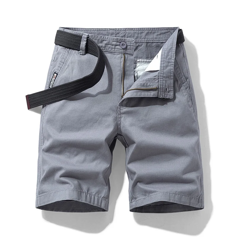 2024 Workwear Shorts Men's Summer New Waist Belt Cotton Middle Pants Outdoor Loose Straight Casual All-Match Shorts