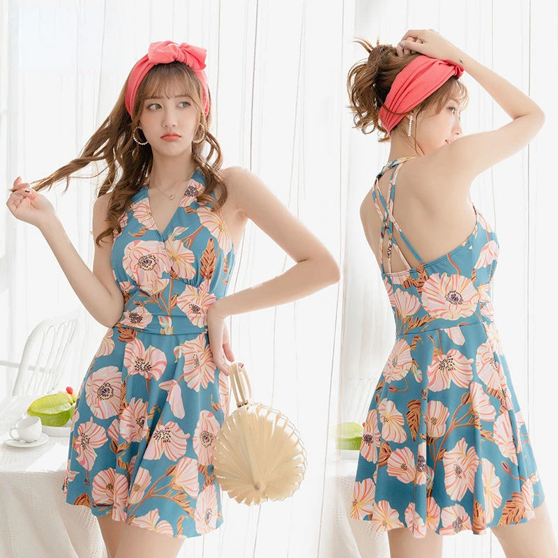 

Women Slim One-piece Swimwear Print Adjustable Shoulder Strap Ladies Summer Beach Wear Swim Skirt Style Swimsuit Mujer 2023