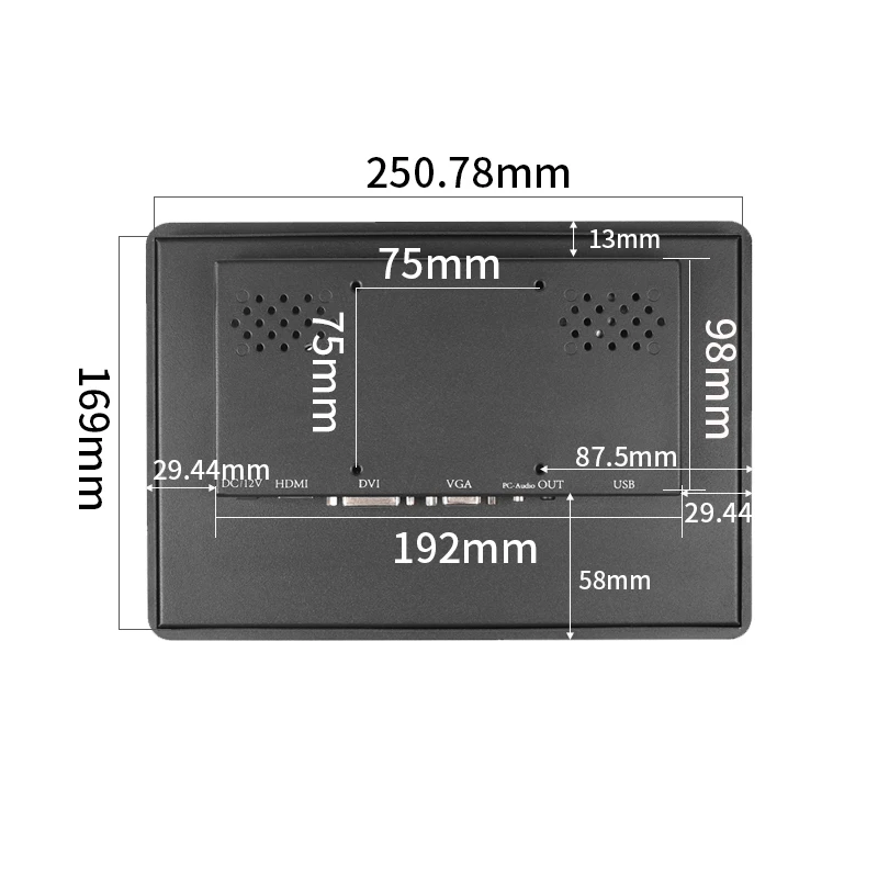 10.1 인치 1280*800 임베디드 설치 산업용 터치 모니터 LCD 디스플레이 VGA HDMI USB 저항성/용량 성 터치 스크린