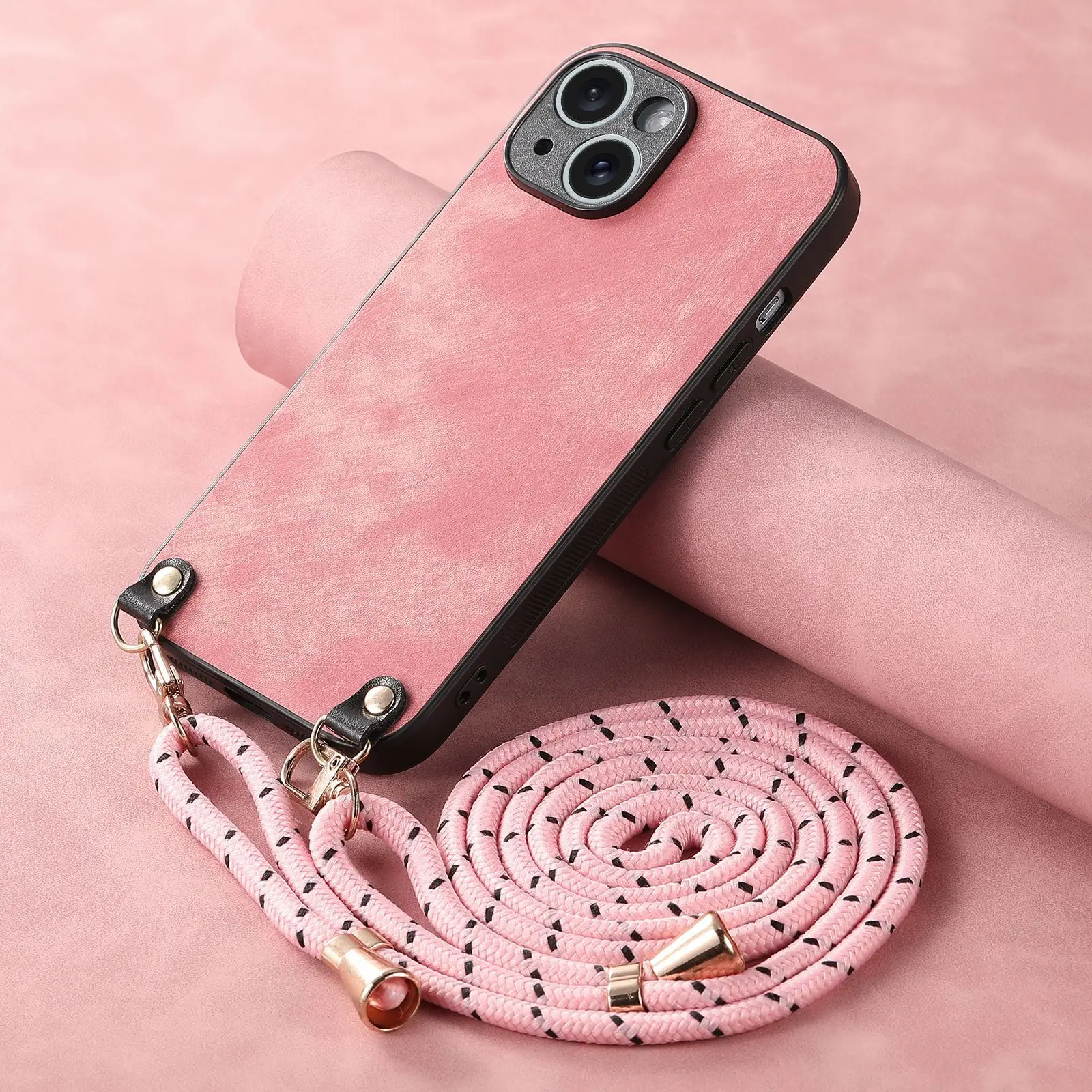 Elegant Chain Crossbody Leather Phone Case with Lanyard
