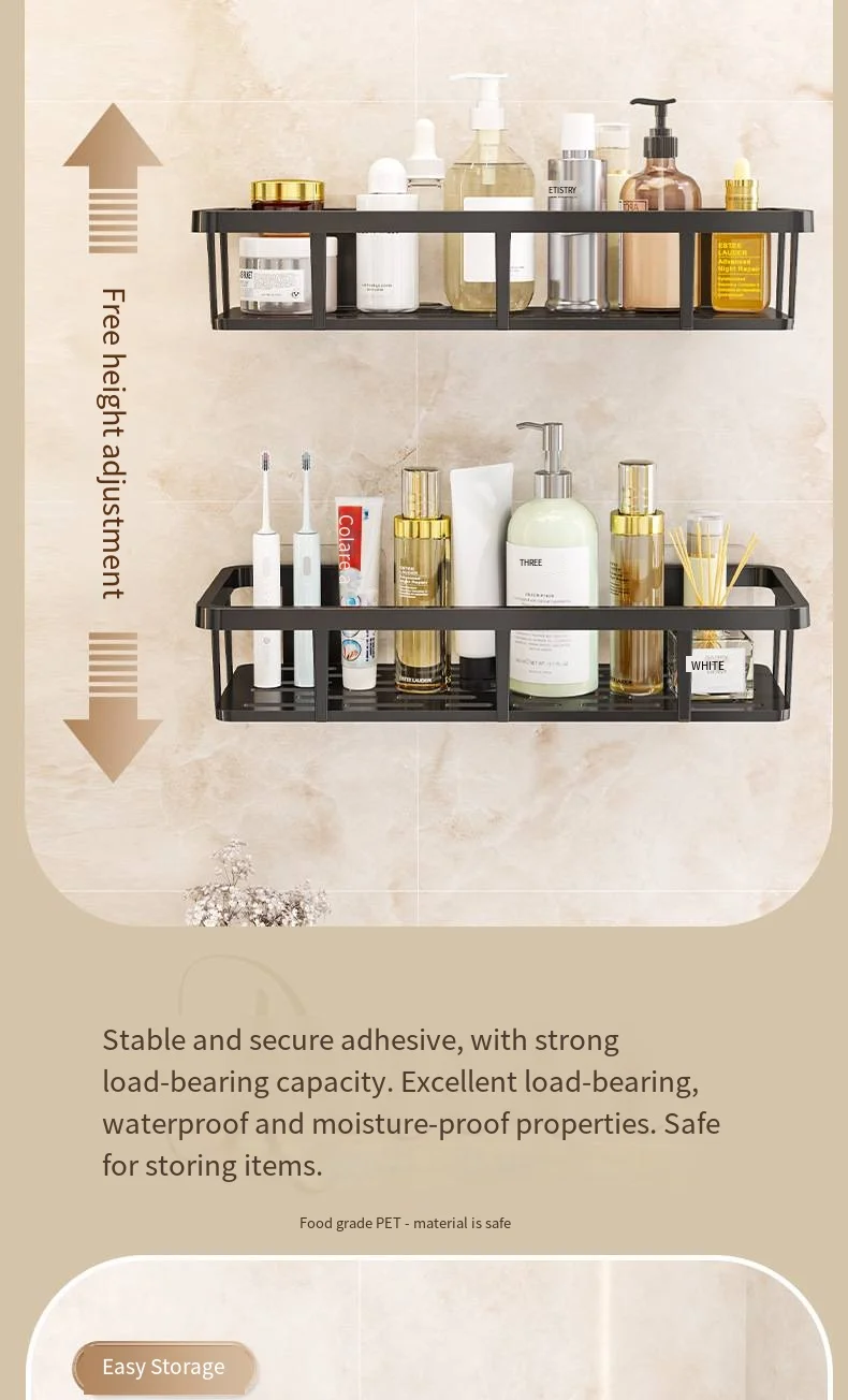 Nicht perforiertes Badezimmer-Aufbewahrungsregal, wandmontierte Toilette, Waschraum, wandmontiertes Kosmetik-Aufbewahrungsregal – Detail 5