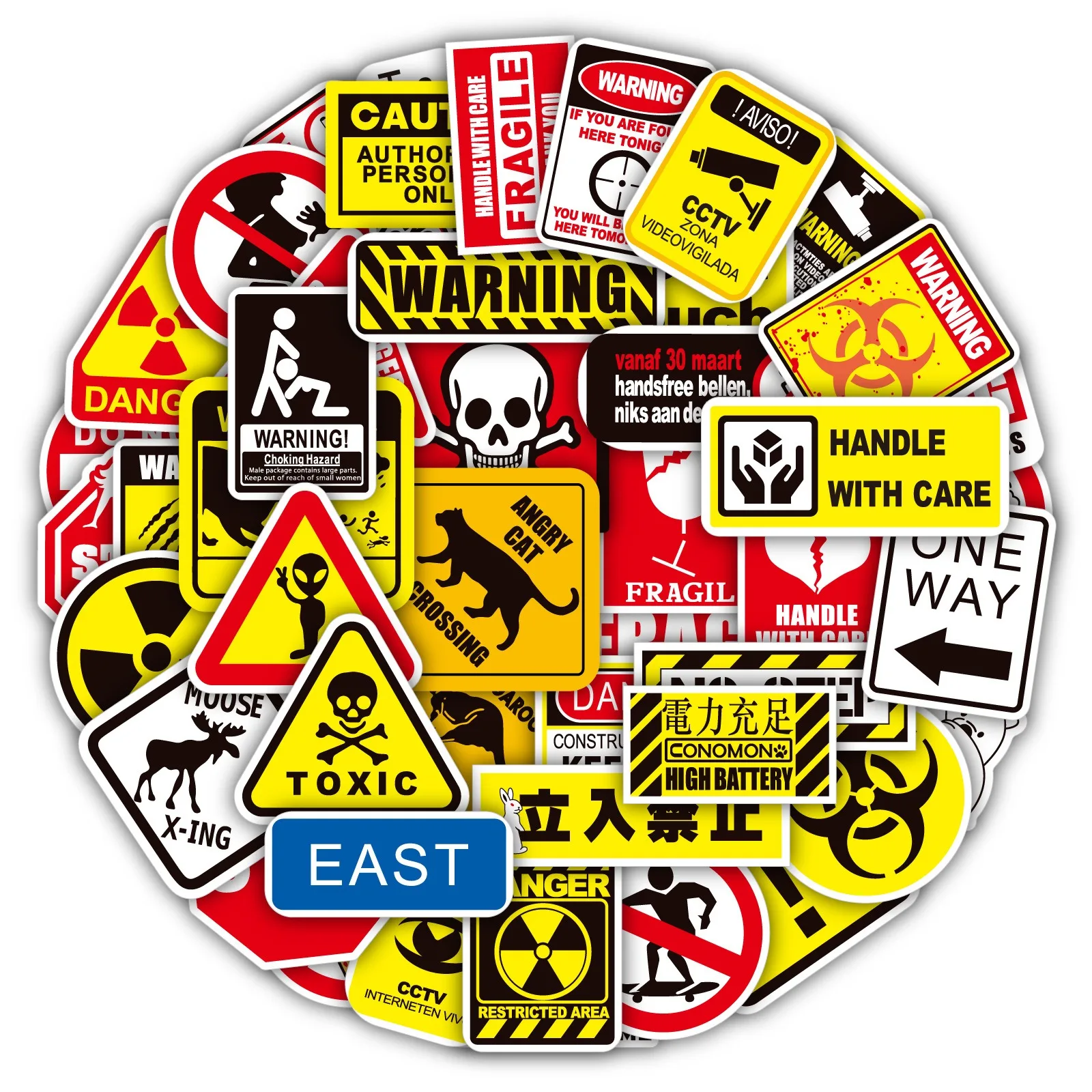 50 pcs warning sticker danger banning