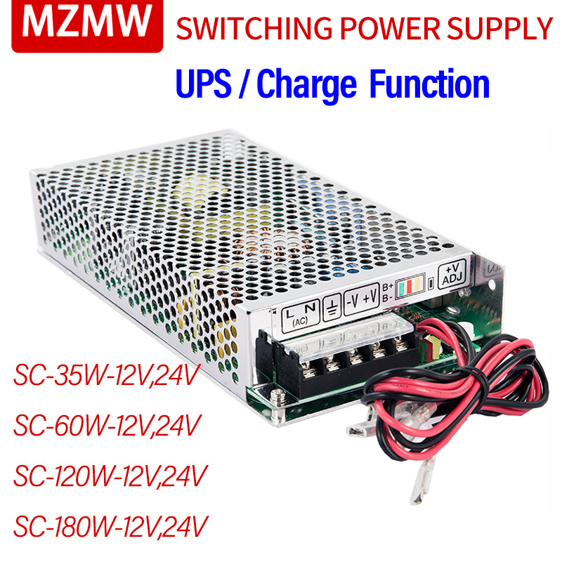  MZMW UPS/Charge Function Switching Power Supply SC-35W 60W 120W 180W 12V 24V Monitor 110/220v AC/DC Battery Charger SC-120-12V 