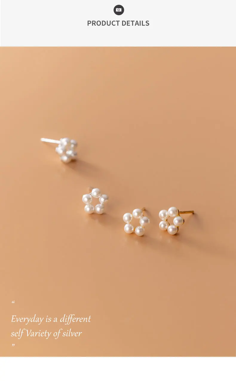 La Monada Blumen-Ohrstecker, 925er-Sterlingsilber, 925, kleine gefälschte Perlen-Silberohrringe für Frauen, Silber, durchbohrt, für Mädchen, Studenten – Detail 8