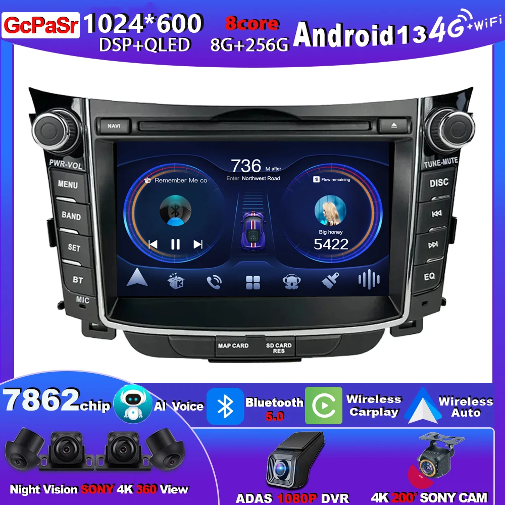 

Carplay Android Car Radio For HYUNDAI I30 ELANTRA GT 2012-2018 Intelligent System Multimedia Player Navigation 5G Wifi Display