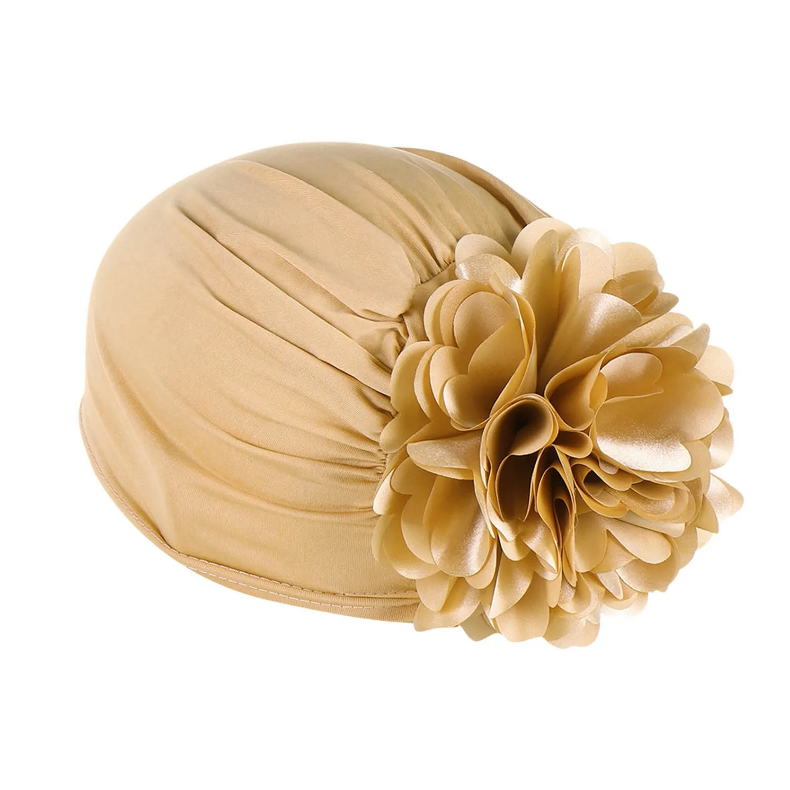 

Women's Hijabs Big Flower Turban Hair Accessories Elastic Cloth Hair Bands Hat Beanie Ladies Muslim Solid Hair Loss Scarf Cap
