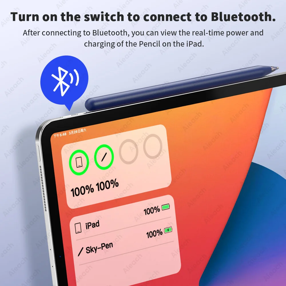 Фото Aieach Ручка для Apple iPad карандаш с ладонью отклонение наклона Bluetooth стилус для iPad 2022 2021 2020 2019 2018 для Appl карандаш №2