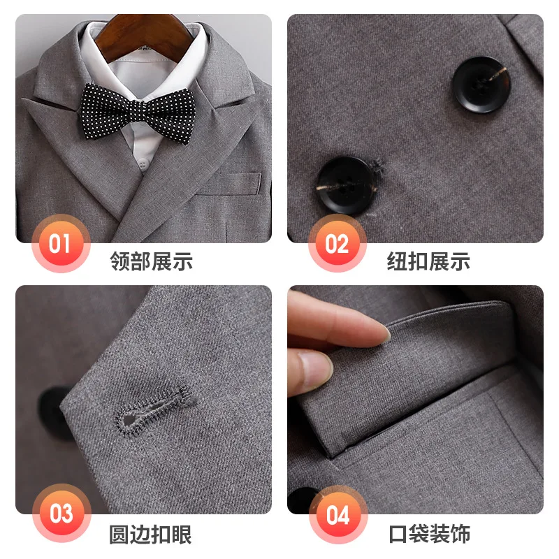 Boys Plaid Formal Suit Set 3