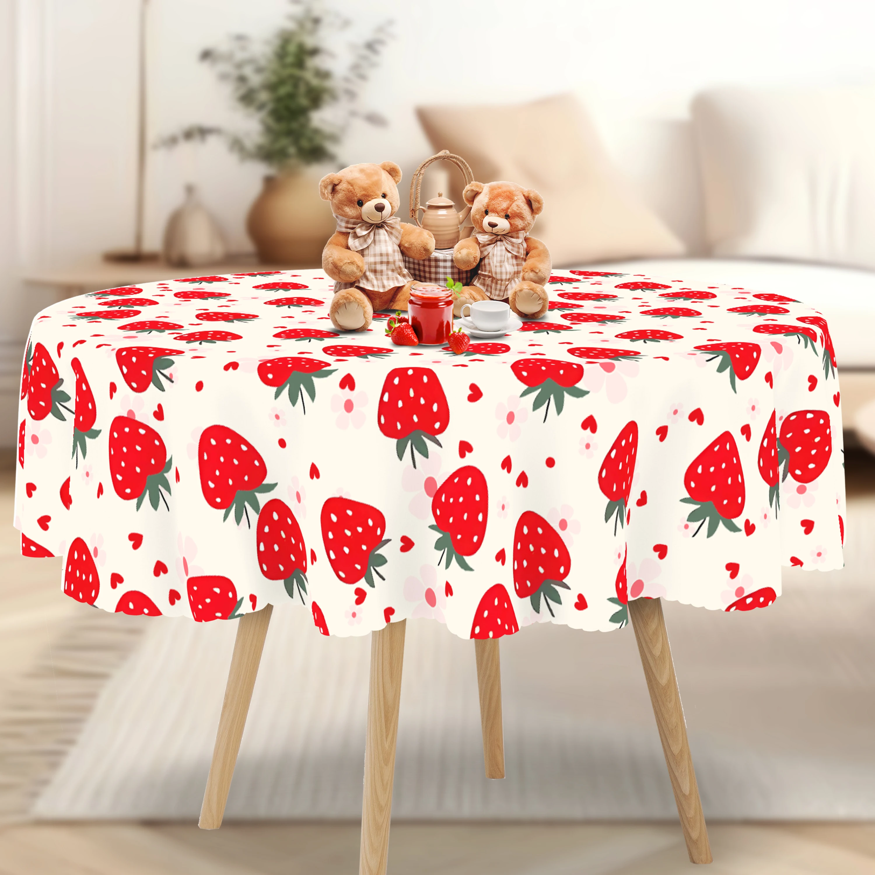 Tovaglia rettangolare con fragola vibrante da 1 pezzo: cucina decorativa perfetta per la casa, feste, primavera, estate e celebrazioni natalizie 5