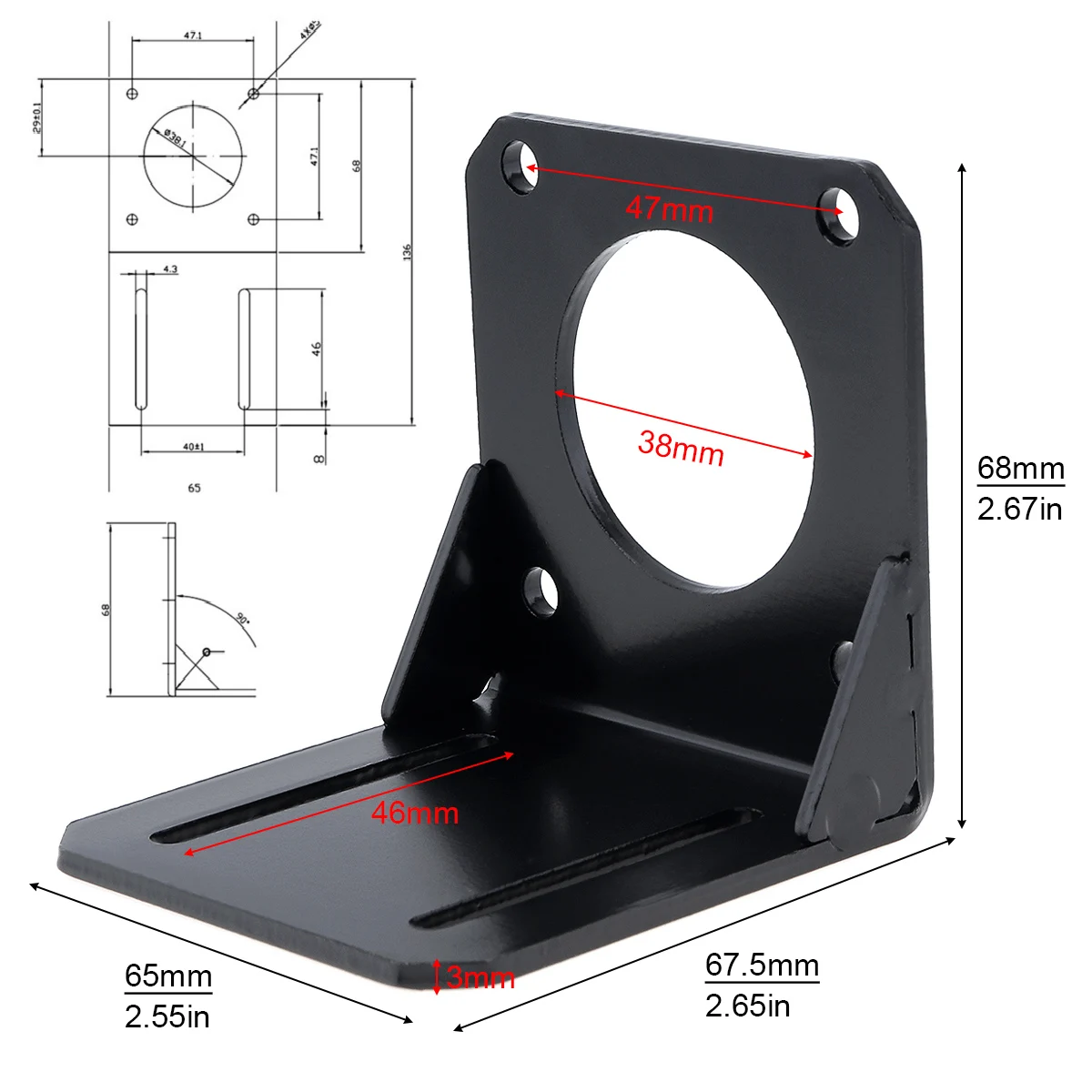 775 Motor Mounting Bracket Universal Straight Plat Fixing Mounting Bracket for 750/755/775/795/895 DC Motor 28/35/42 Stepper