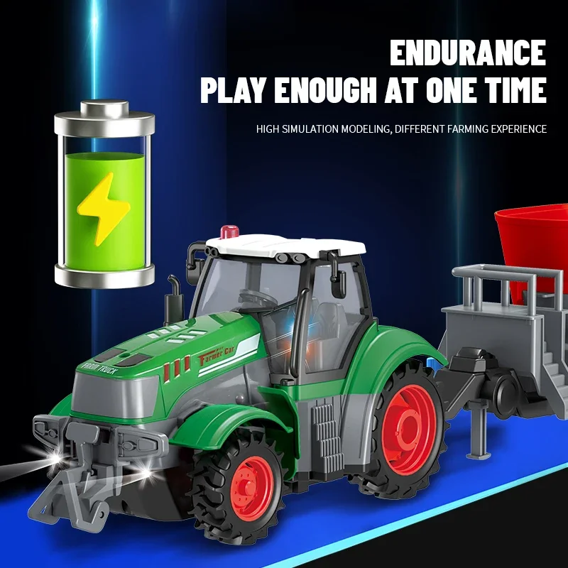 Rc Farm Trucks Set 1/24 Remote Control Tractor Toys for Children Agriculture Transporter Engineering Farming Scene Gift
