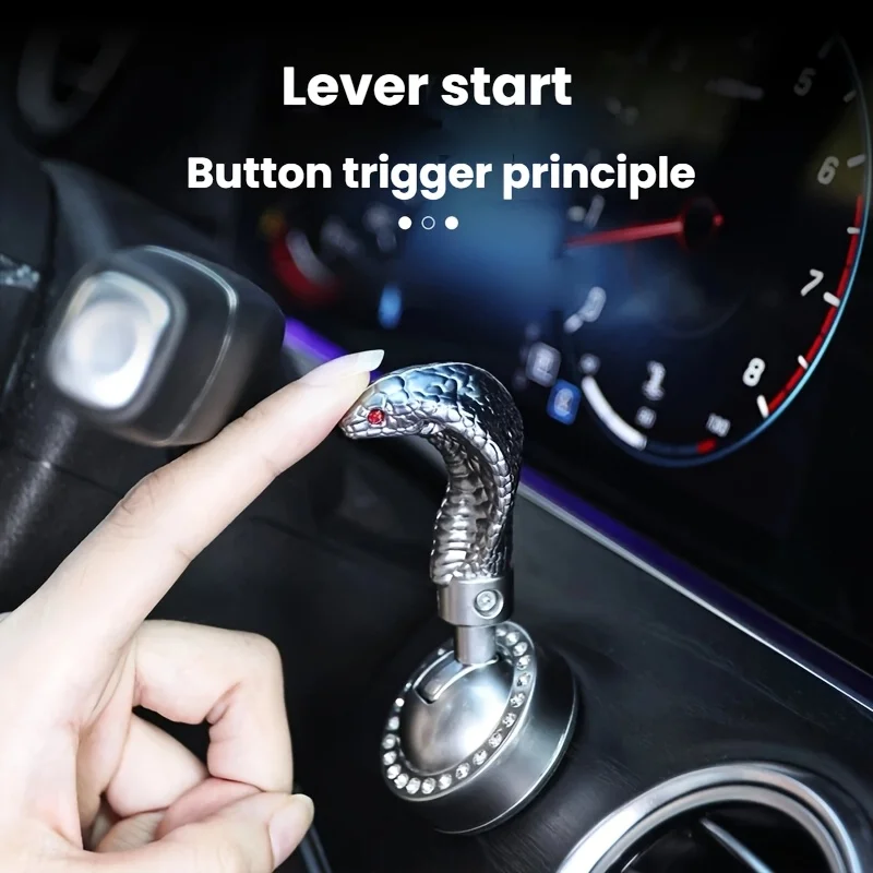 Enhanced Car Ignition Push Start Button Metal Cover - Snakehead Design