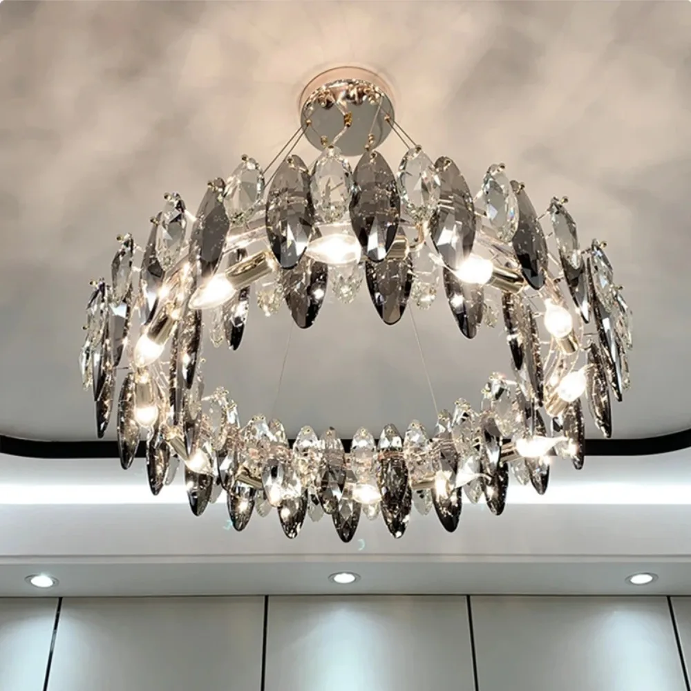 

Modern Ash Crystal Chandelier Luxury LED Transparent Chandelier Living Room Dining Room Bedroom Kitchen Lsland Chandelie
