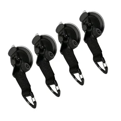 Outdoor Car Tent Awning Anchors - Set of 4 Secure Suction Cup Hooks (Black)