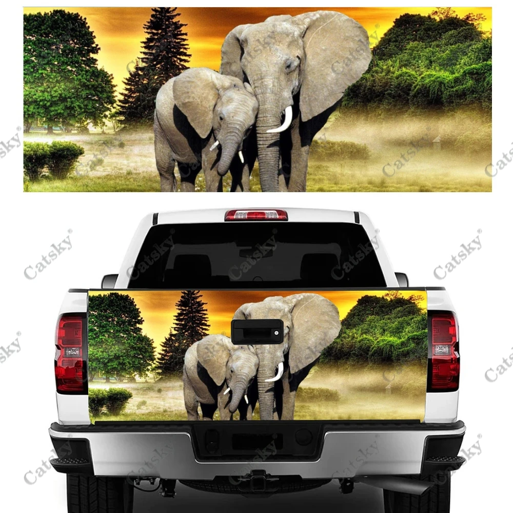 

Автомобильные аксессуары Elephant Sunset, защитная виниловая наклейка на багажник, наклейка на капот, украшение, крышка двигателя для внедорожника, пикапа, грузовика