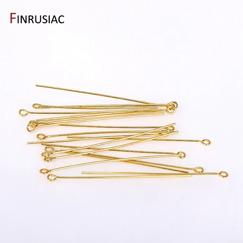 Gold Plated Brass Metal Ball Pins Eye Pins Flat Head Pins For Jewelry Making DIY Jewelry Pin Supplies 50PCS/lot