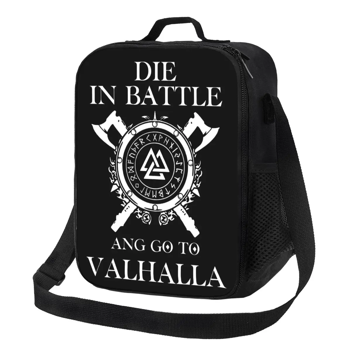 

Die In Battle And Go To Valhalla Изолированные сумки для обеда для быстрого переносного охлаждения, термическая пищевая коробка для бенто, кемпинга на открытом воздухе