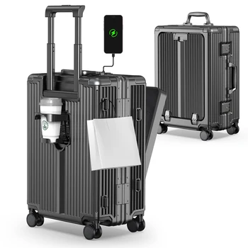 Aluminum Carry-On Suitcase with Laptop Pocket 1