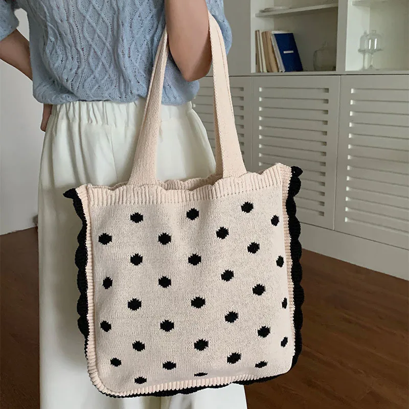 2023 New Tote Knitted Bag Shoulder Bag Sweet Pink Fashion Simple Large Capacity Shopping Bag for Women Stylish Casual All-match