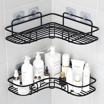 Portaoggetti per WC Mensola da bagno Mensola angolare senza trapano Staffa per mensola a parete per doccia Accessorio per il bagno Organizzatore Shampoo 1