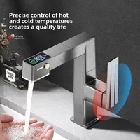 ก๊อกน้ำห้องน้ำดีไซน์หรูหราพร้อมหน้าจอดิจิตอล แสดงอุณหภูมิ น้ำร้อนน้ำเย็น แบบยกขึ้นได้ ดึงออกได้ ใช้ในครัวเรือน รุ่น G3/8G1/2 1