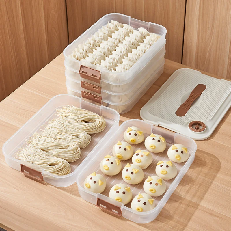 

Large Capacity Multi Layer Dumpling Box Food Grade Quick Freezing Fresh Keeping Frozen Box Dumplings Storage Case with Lid