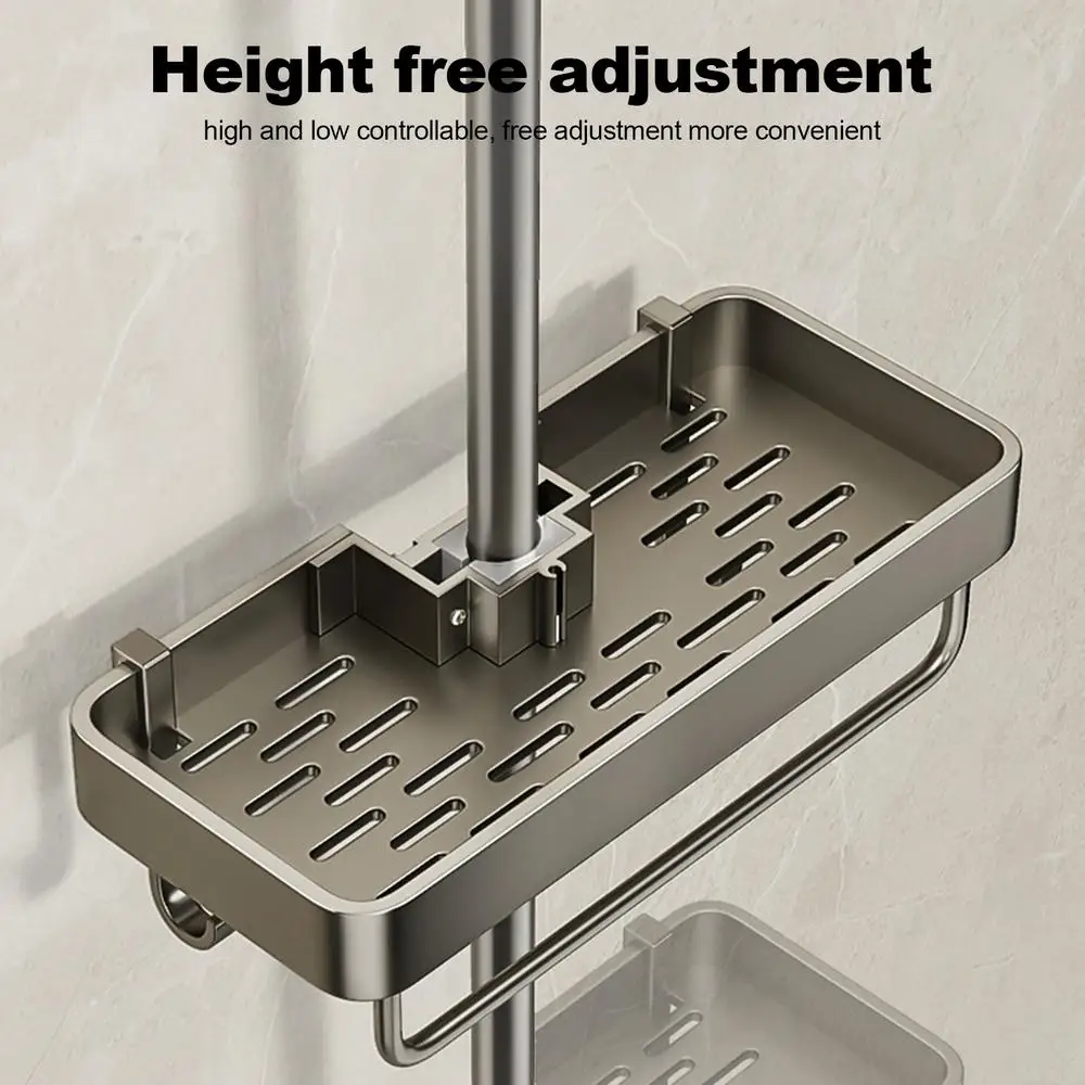 Description Picture 3 of itemBathroom Shelf Kitchen Storage Organizer Aluminum Alloy Shampoo Rack Shower Shelf Bathroom Accessories No Drill Shelf