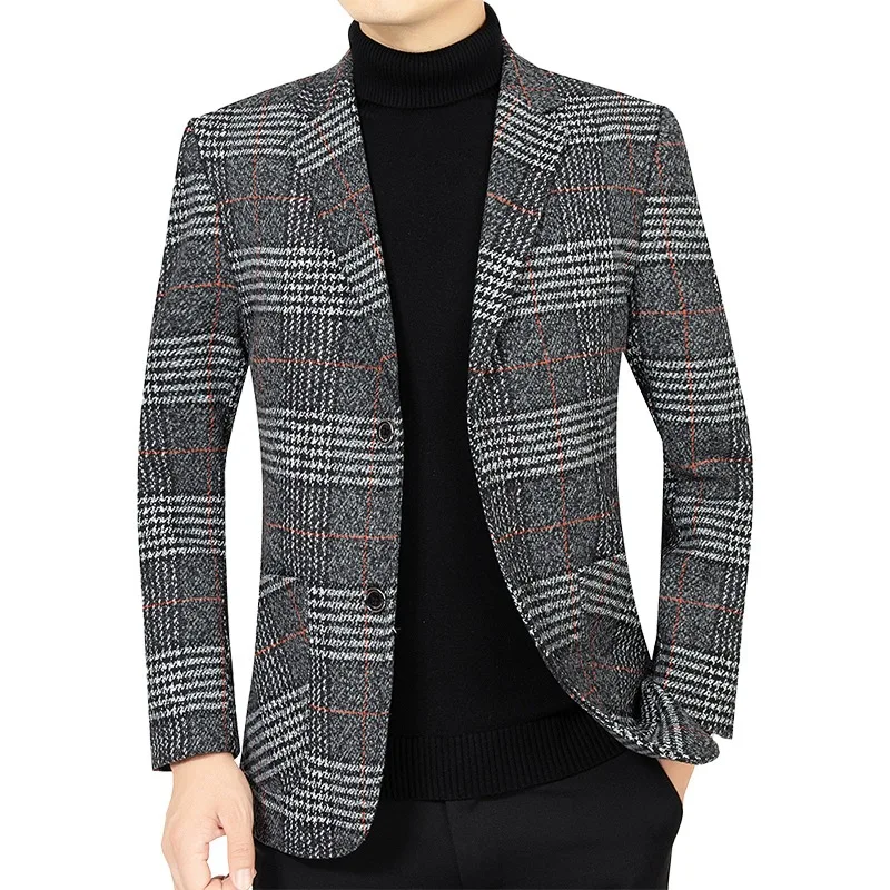 Blazer de negócios xadrez inglês masculino, roupas casuais, jaqueta  masculina, roupa nova, B1F1732 - AliExpress