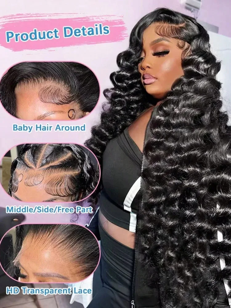 34 Inch 200% Density Human Hair Wig Loose Deep Wave 13x4 Lace Front Wig Human Hair Pre Plucked With Baby Hair Frontal Wigs