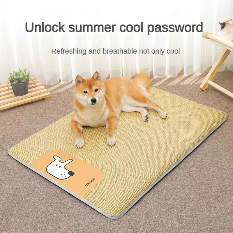 

Dog Mat Cooling Summer Pad Mat Rattan Weave Breathable Cat Non-slip Sleeping Rest Cushion Pet Anti-bite Wear-resistant Nest Pad