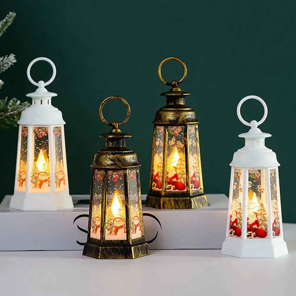 

Christmas Santa Lantern Wind Light Retro Style Battery Powered Decorative Lantern Hanging LED Candle Light