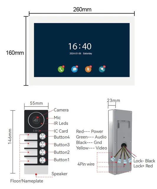 New 10 Inch Wifi Video Door Bell Intercom System with RFID Doorbell Camera Family Multi nits Apartment Video Door Phone Intercom 4