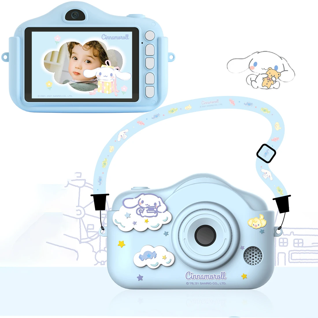 

Sanrioed Cinnamonroll кавайная мультяшная детская камера 4000 Вт пиксель 1080P проекционная видеокамера Обучающие игрушки подарки