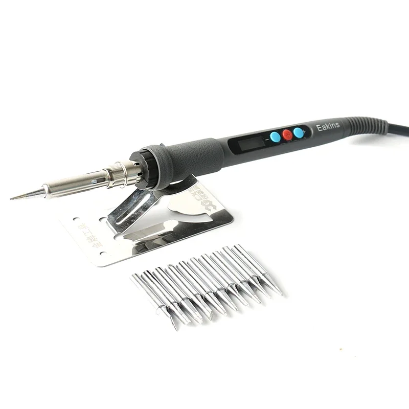 

60W LCD Digital Adjustable Electric Soldering Iron EU Plug Soldering Iron Station + 10pcs 900M Serie Soldering Iron Tip + Holder